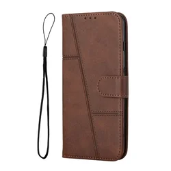 Leather Flip Magnetic Wallet Phone Case with Stand Feature for Moto G41 (Brown)