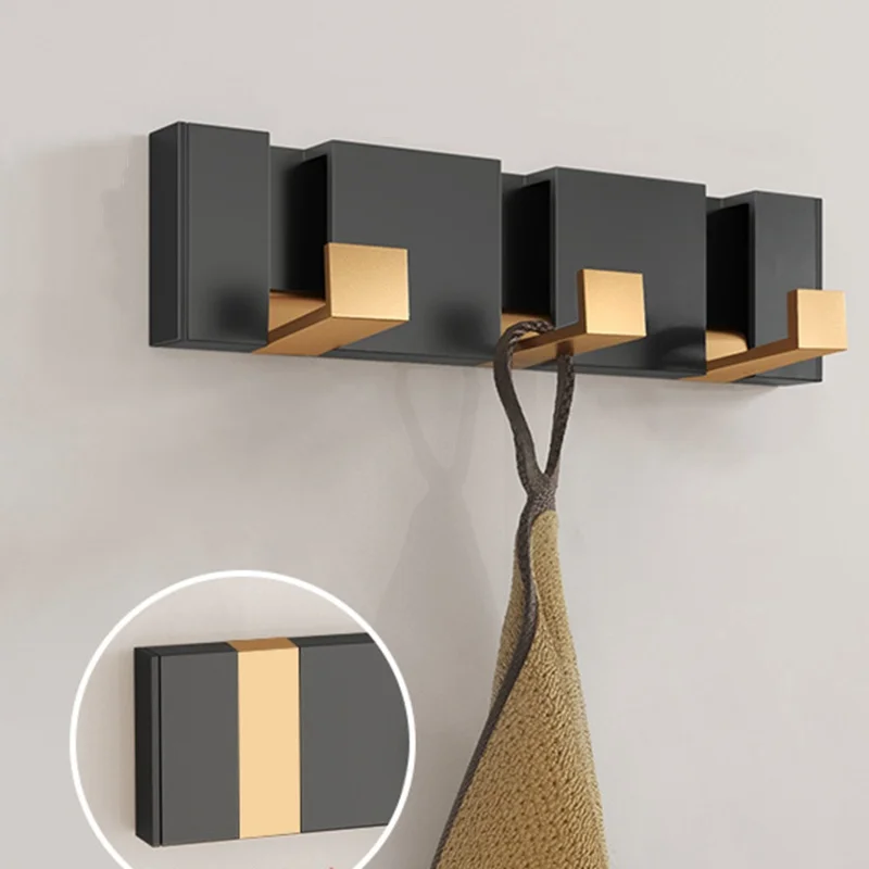 Folding Door Hooks Towel Hanger Nail Free Punch Wall Rack Hook Coat Clothes Holder for Bathroom Kitchen Accessories