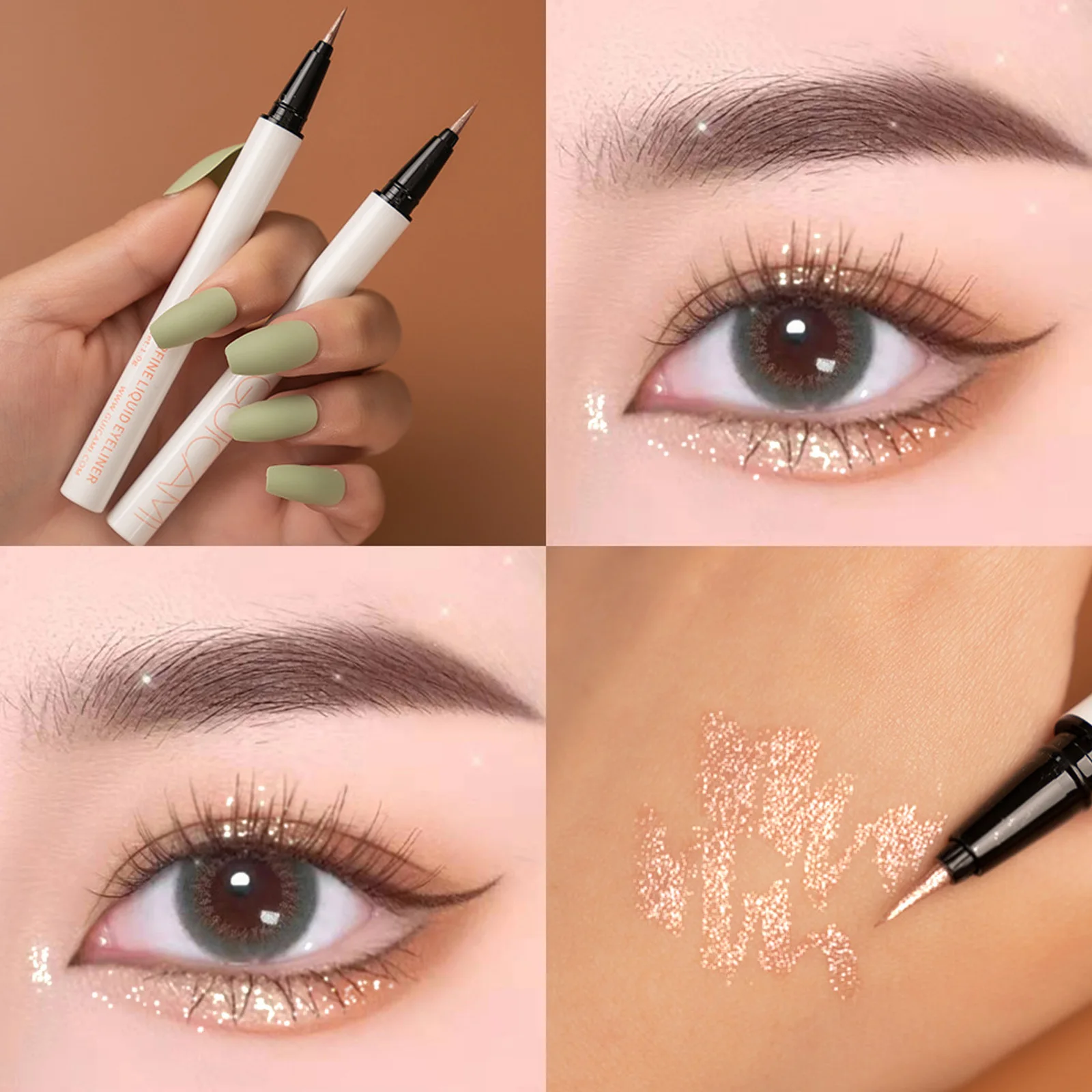 

1PC Diamond Glitter Eye Liner Pencil Eye Makeup Highlighter Waterproof Pearl White Brighten Silkworm Shadow Liquid Eyeliner Pen