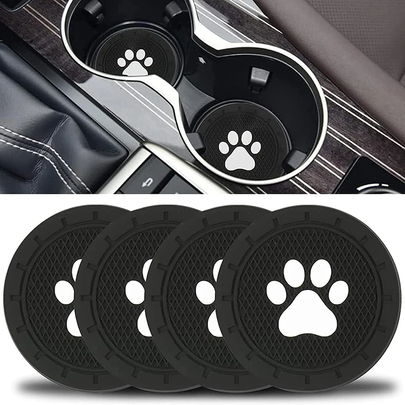 Cute Dog Paw Car Cup Holder Coaster Silicone Anti Slip Cup Holder Insert  Coaster Mat Universal Car Interior Accessories - AliExpress