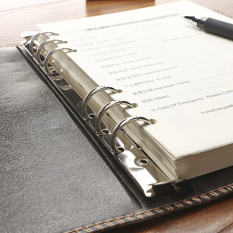 

A5 A6 B5 PU Leather Journal With 95 Sheets Lined Black Grey