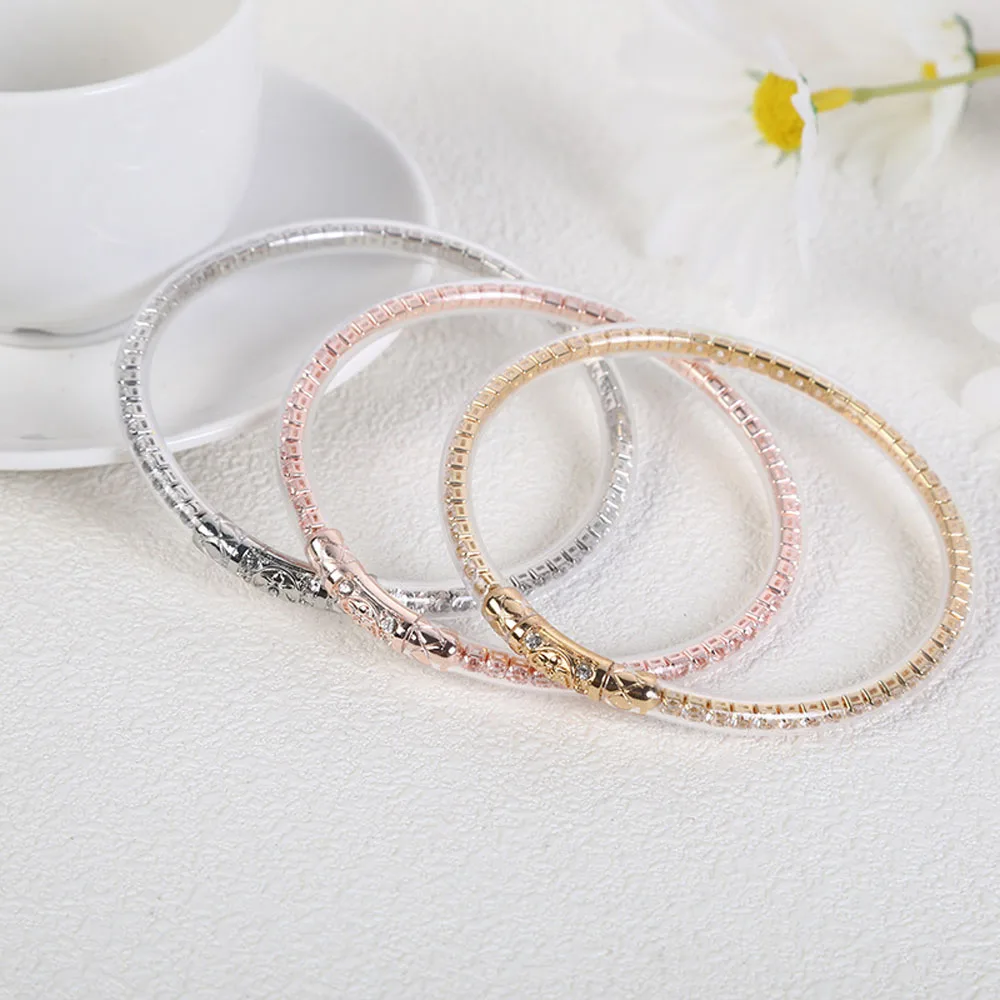 1PC Colourful Crystal Bangles Rhinestone Silicone Glitter Jelly Bangles Bracelet for Women Waterproof Beach Party Bracelet 4