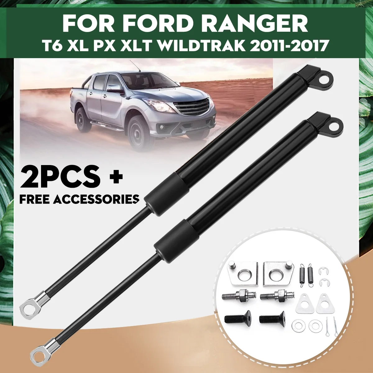 Boot Gas Struts Tailgate Boot Lifter Trunk Gas Spring 1 Pair for Ford Ranger T6 Xl Px Xlt Wildtrak 2012-2015 Rear Gate Strut Shock Gas Slow Down Left and Right