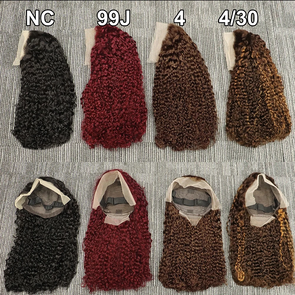 300% 12A Double Drawn Water Wave Curls Curly Human Hair Wig 99J Brown Color 13x4 Lace Frontal Hair Wig for Black Women