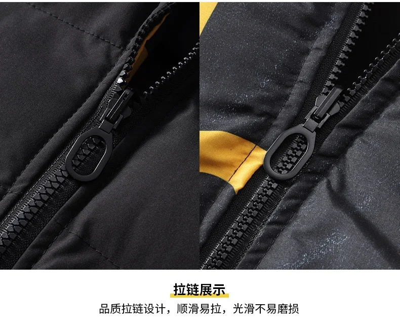 Autumn and Winter New Trend Printed Thickened Warm Cotton-Padded Jacket Men's Casual Loose Sports Plus Size High Quality Coat