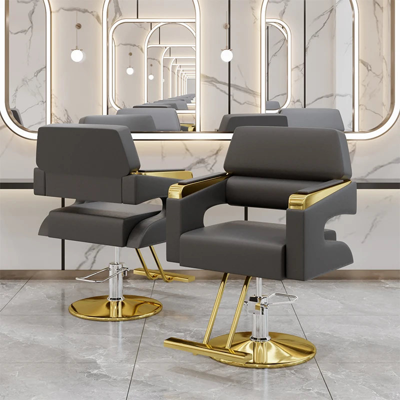 Golden Professional Hairdressing Chair Swivel Leather Stylist Aesthetic Chair Hair Salon Sillas Giratoria Salon Furniture MQ50BC