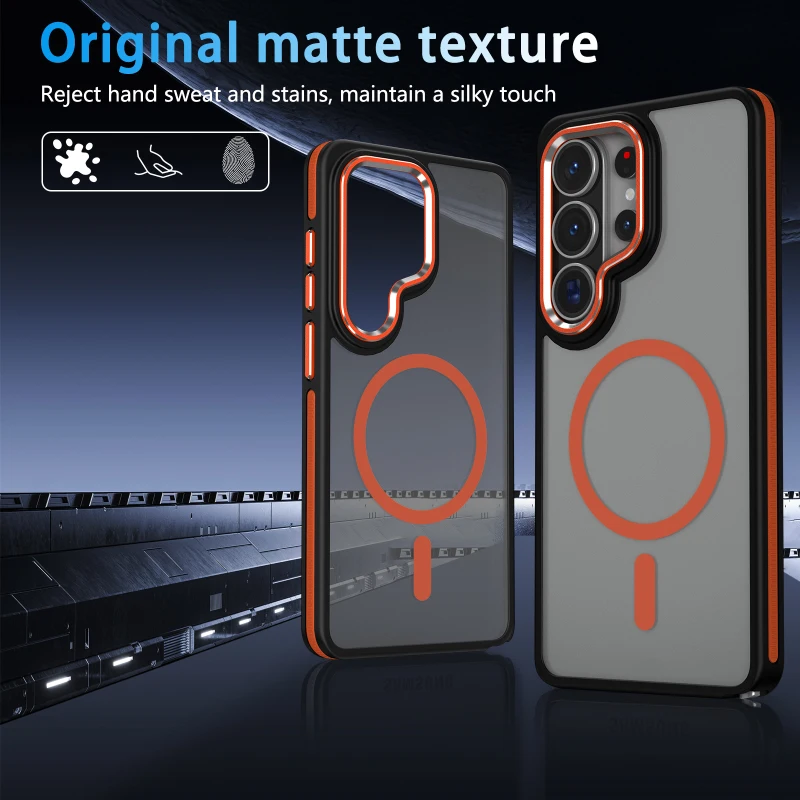 Enhanced Magnetic Phone Case with Soft TPU and Frosted Translucent Back Cover