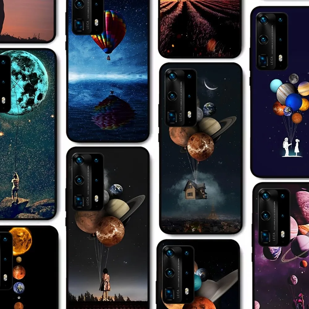 

Sky Space planet Moon stars Phone Case For Huawei P 8 9 10 20 30 40 50 Pro Lite Psmart Honor 10 lite 70 Mate 20lite