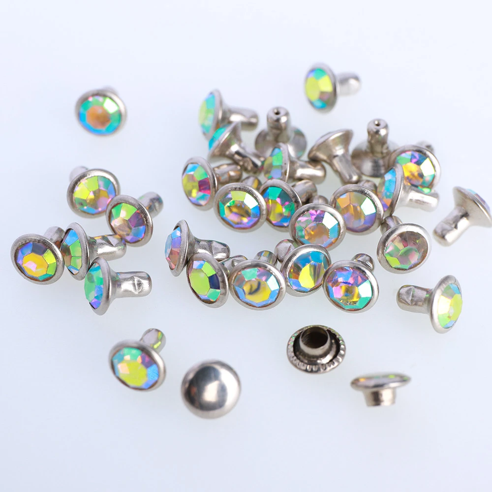 Studs Leather Mix Crystal | 8mm Silver Studs Rivets Craft | Rivet Stone ...