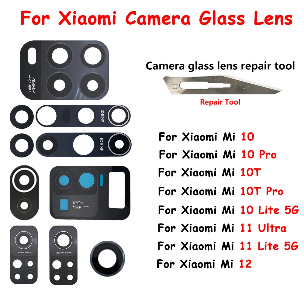 

10Pcs/lot Original Rear Back Camera Glass Lens With Glue Sticker Adhesiver For Xiaomi Mi 12 11T 10 10T 11 Lite Pro Ultra