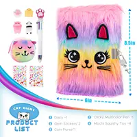Cute Cat Diary with Lock and Keys for Girls Plush Secret Journal for Kids with 160 Lined Pages Hardcover Fluffy Locking Notebook 2