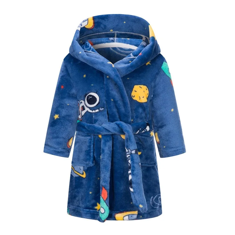Baby Girls Clothes Winter Flannel Robes for Kids Teen Girls Bathrobe for 2-12 Y Children Pajamas Robes Pink Blue Navy Bath Towel kids bathrobe