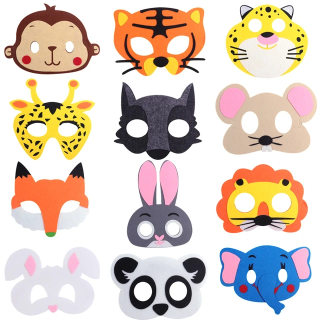 12 pièces Masques en feutre animal Animaux Costume Party Favors