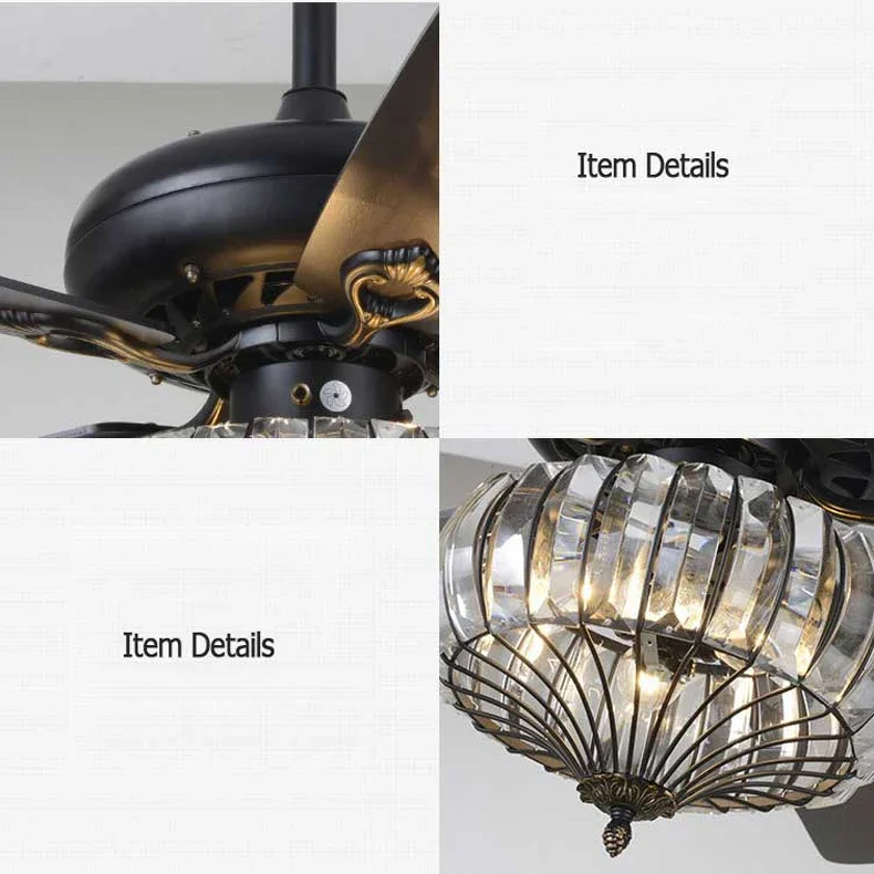 52インチ工業用ライト付きシーリングファン,木製ブレード,リモコン付き