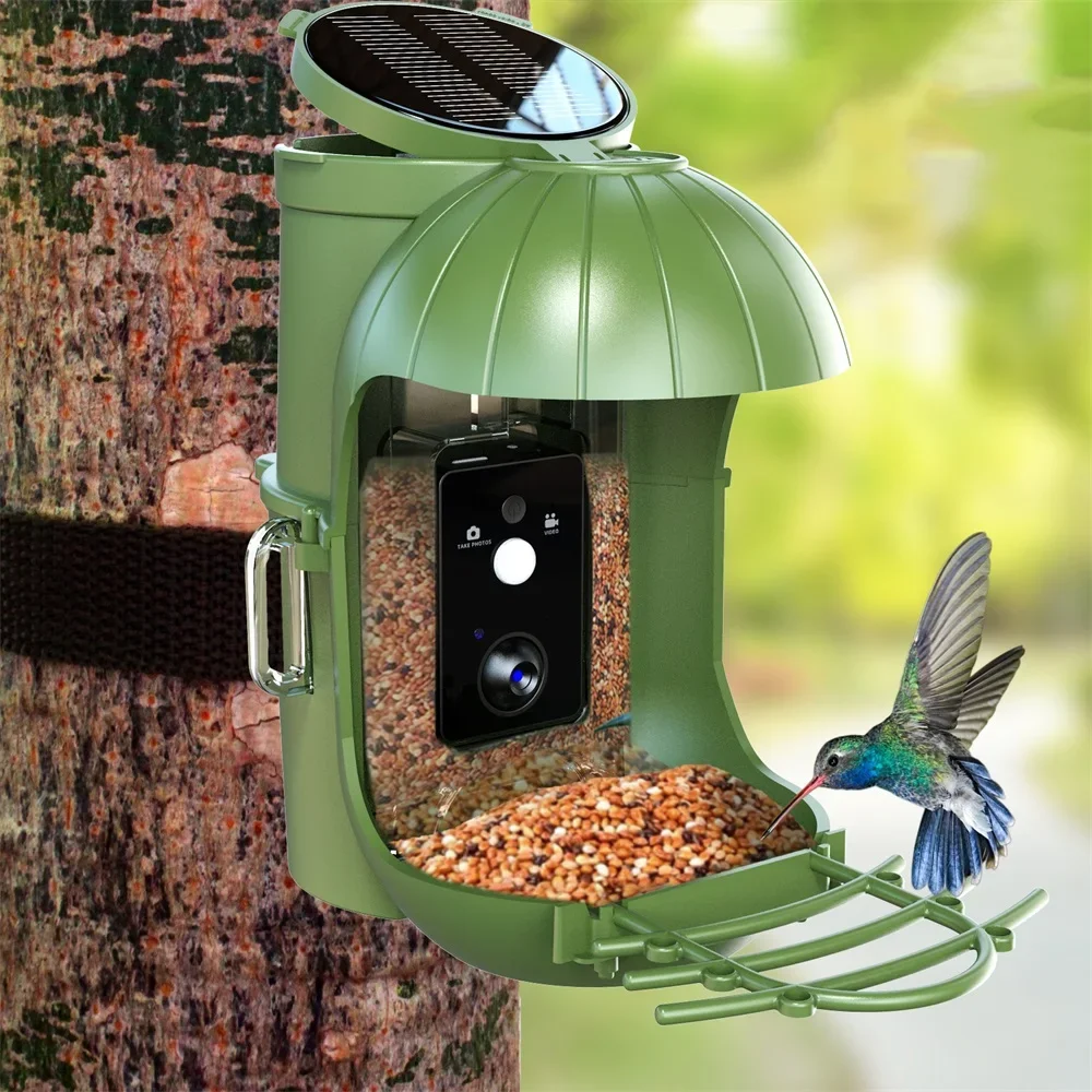 1080P Hd Smart Video Vogel Feeder Camera Wildlife Tuinhuisje Voedt Benodigdheden Voor Buiten Waterdichte Vogelaccessoires Met Zonnepaneel