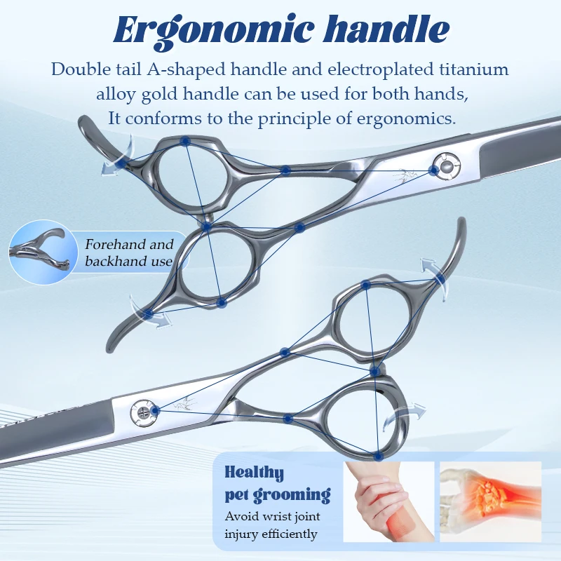 Crane 7.5in High-end Pet Scissors Set VG10 Steel For Dog Grooming Cut Scissor Straight Curved Chunker Thinning Shears Tijeras 가위
