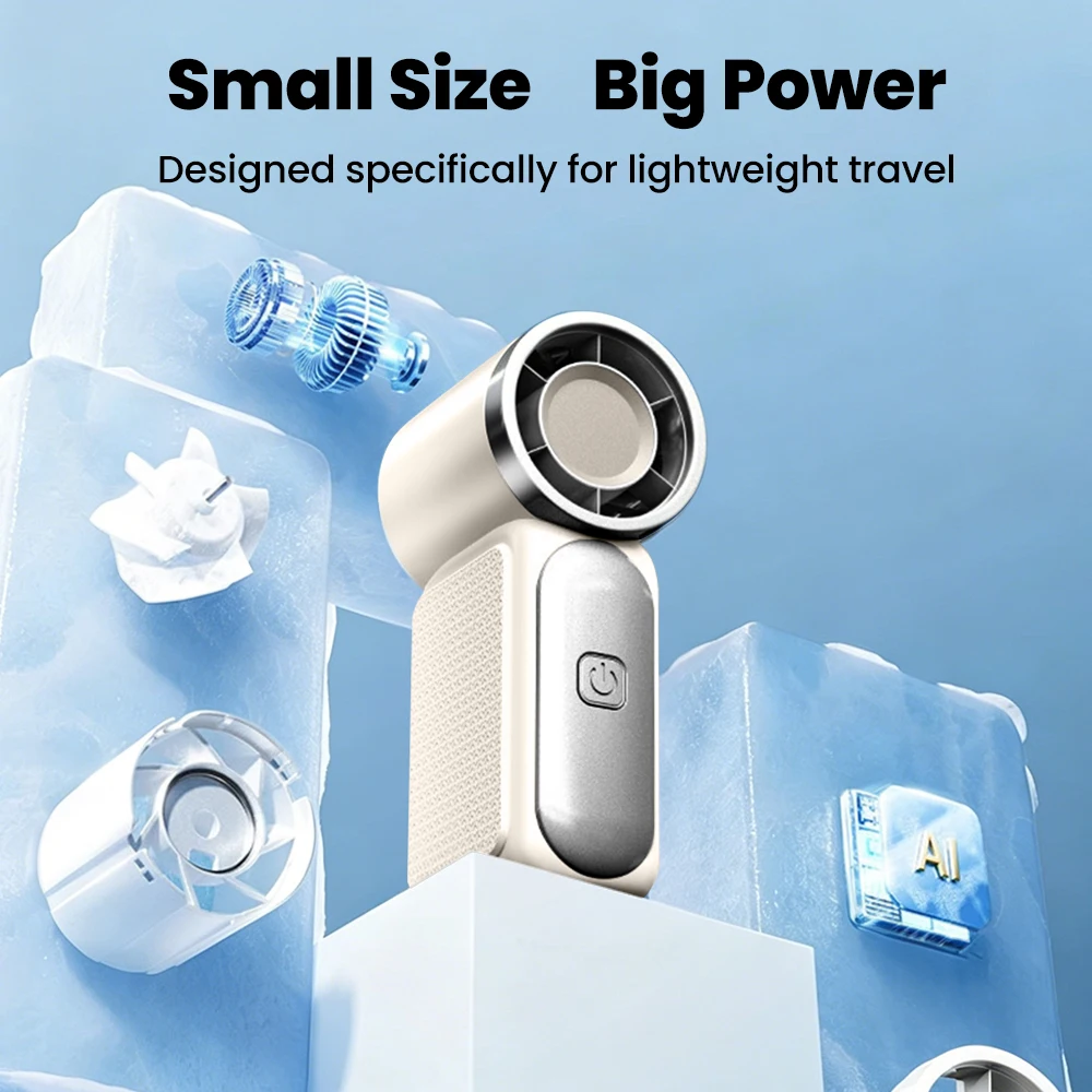 Ultra-Compact Portable Handheld Fan - 5-Speed Adjustable, Type-C Rechargeable for Home & Office Cooling