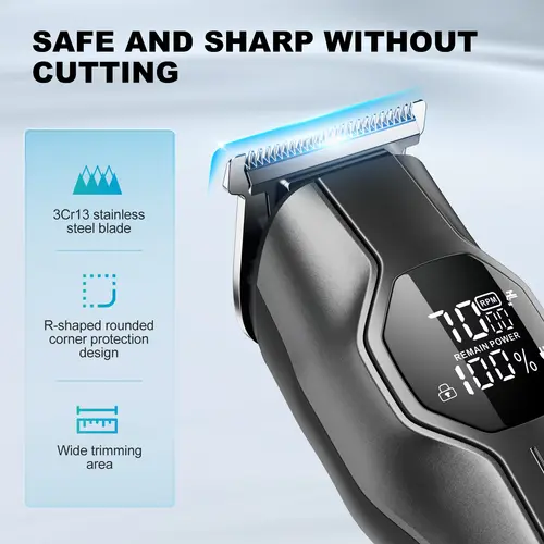 Kensen S30 4 in 1 Cordless Hair Clipper LED Display Men Beard/Nose Trimmer Rechargeable Barber Grooming Kit Hair Cutting Machine - Image 3