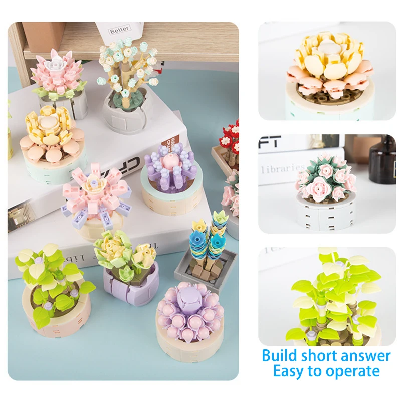 Piante In Vaso Fai Da Te Succulente Cactus Gypsophila Bonsai Tree Giardini Blocchi Di Costruzione Romantici Modello Mattoni Set Per Bambini Kit Giocat