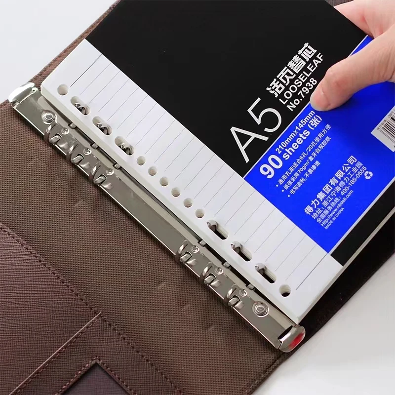 A5 PU Leather Notebook Binder Refillable 6 Ring Budget Binder for Filler Paper Loose Leaf Personal Planner Cover