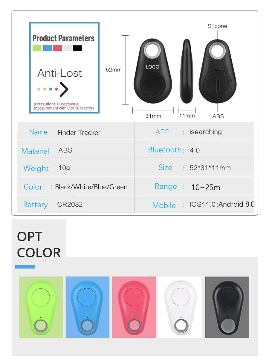 GPS Locator Key Finder Anti Lost Tracker Anti Lose Tracker Item Locator Anti Lost Locator Key Chain Locator Smart Wireless Bluetooth 4.0 Tracker Elderly Child Pet Wallet Key Car Bags Suitcase Anti Lost Alarm Finder EM88