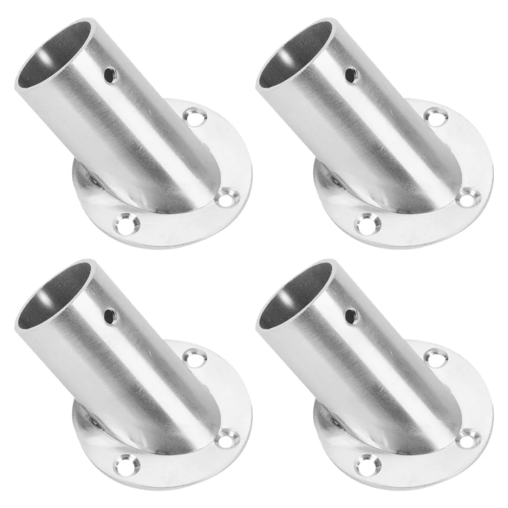 4 Pcs Angled Clothes Rail Closet Rod End Supports Shelf Bracket Pole Shower Holders Flange Socket Curtain Rods