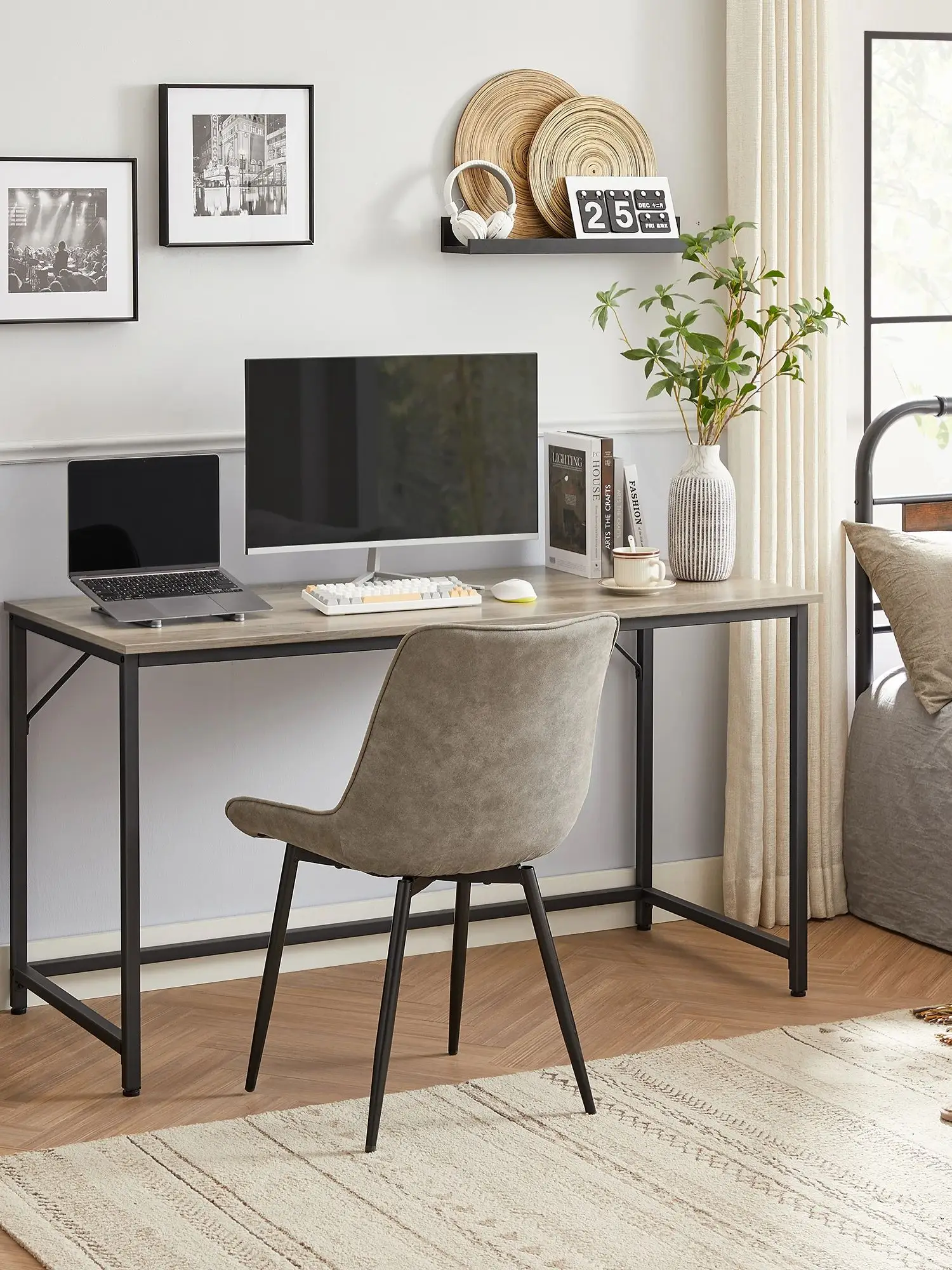 VASAGLE Schreibtisch, Computertisch, schmaler Bürotisch, 140 x 60 x 76 cm, Arbeitszimmer, Homeoffice, Büro, einfacher Aufbau