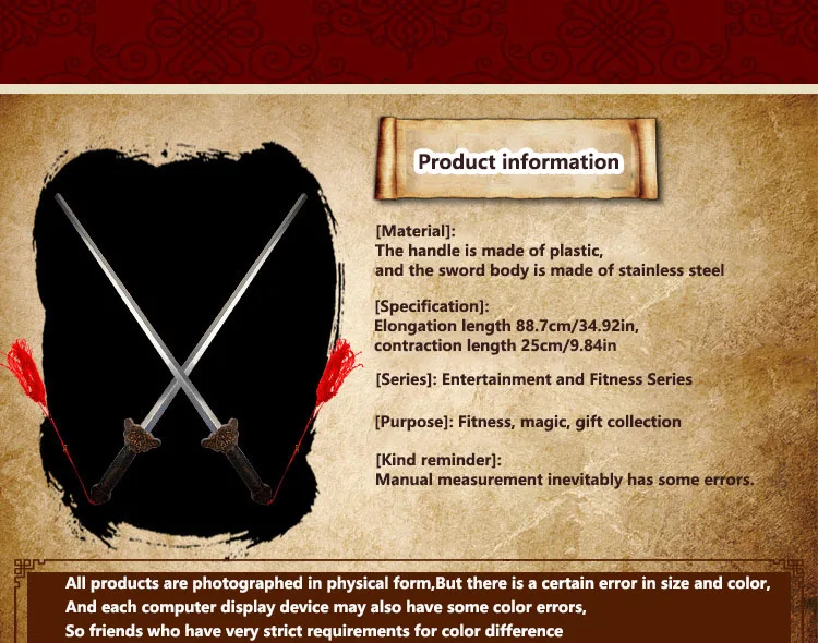 Description Picture 3 of itemStainless Steel Telescopic Sword Fitness Tai Chi Sword Folding Morning Exercise Martial Arts Performance Sword Magic Performance