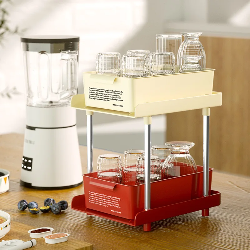 Multifunctional Coffee Tea Bag Storage Organizing Box - 2/3Layer Corner Desktop Rack with Drawer 5