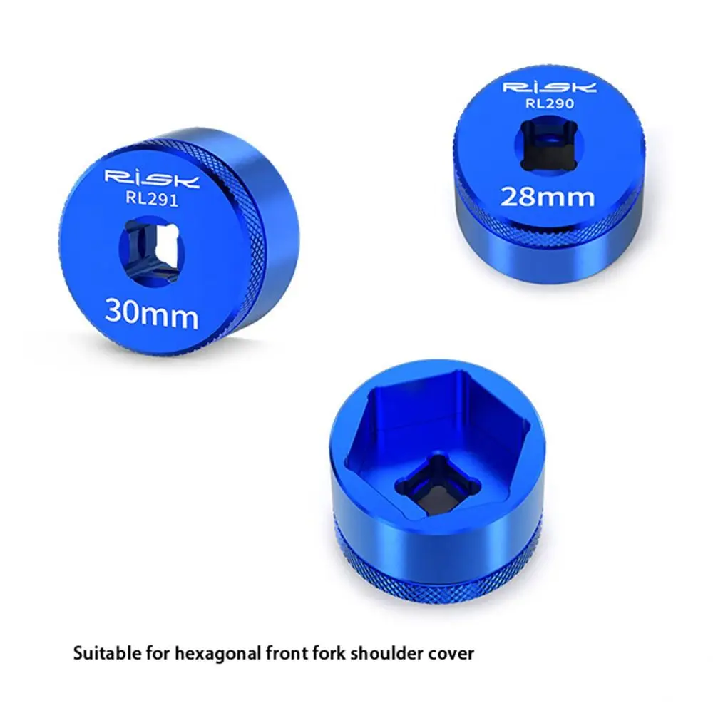 알루미늄 합금 산악 자전거 포크 수리 도구 블루 헥스 디자인 포크 캡 헥스 소켓 20mm-32mm 수리 소켓 포크 커버 소켓