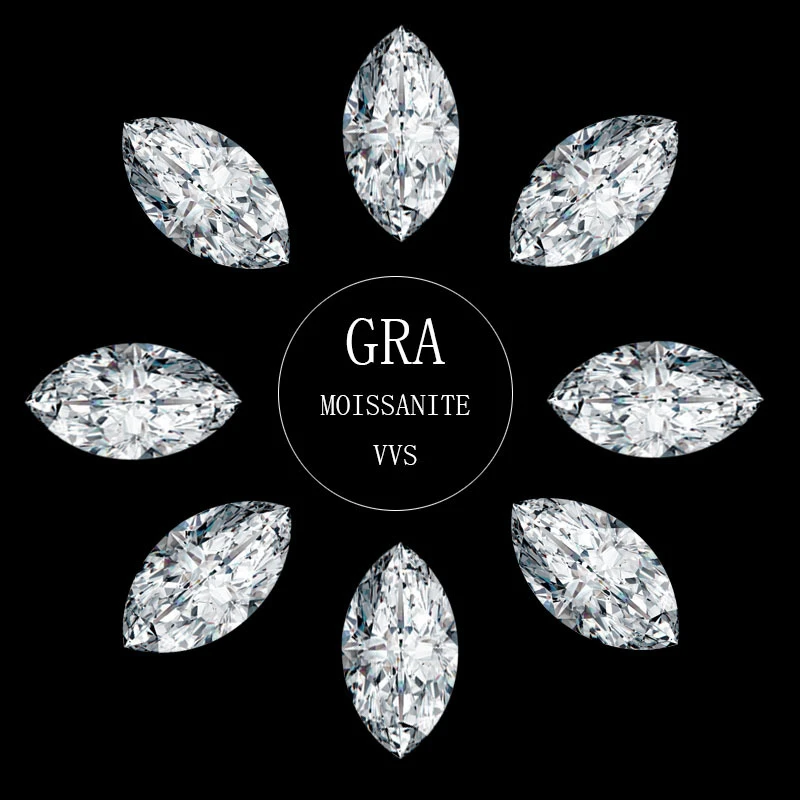 0.05CT to 5CT Loose Moissanite Marquise Cut Diamond Real D Color Clarity Olive Shape Stones Pass The Test GRA Gem Beads Jewelry 3
