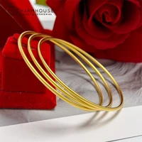 Yellow Gold Plated  Women's Hand Bracelets Stainless Steel 60/62mm Round Circle Bangles Wristband Pulsera Trendy Jewelry Gifts 1