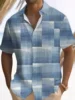 Summer retro plaid print pattern short sleeved lapel single breasted shirt Hawaiian shirt casual men's top comfortable fabric 5