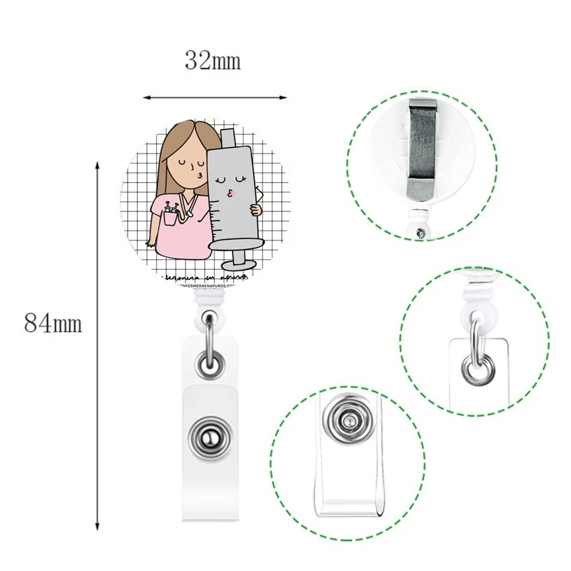 1PC 병원 간호사 개폐식 배지 클립 의사 ID 카드 홀더 이름 태그 배지 홀더에 대 한 릴 사무 용품 버클