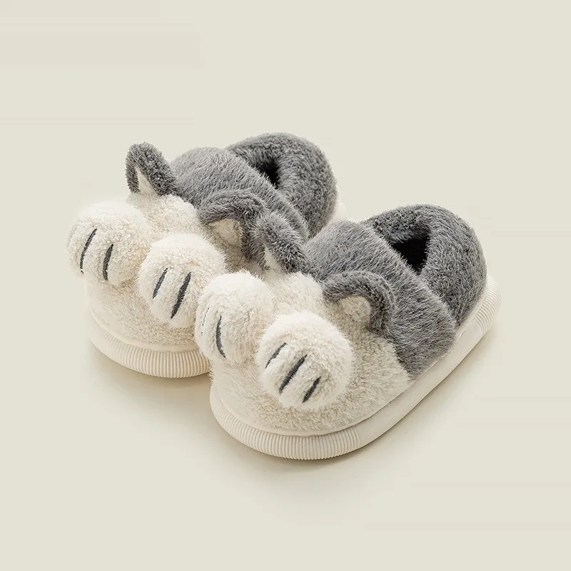 

CAPSELLA KIDS Boys Autumn Winter Soft Coral Fleece Indoor Slippers Shoes Children Girls Cute Cat Flat Slippers 15-25 Cm