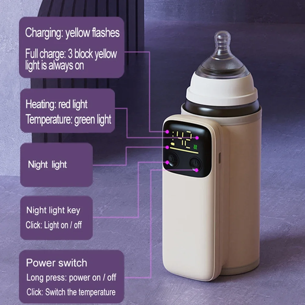 Rechargeable Portable Bottle Warmer with Fast Charging Cordless Milk Warmer with Temperature Control for Traveling Camping Home 4