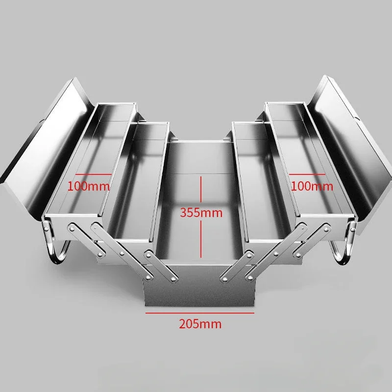 Organizer Tool Box Mechanic Storage Stainless Tool Box Professional Metal Suitcase Waterproof Case Parts Garage Accessories 6