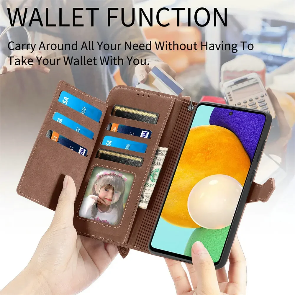 Luxury Crossbody Leather Zipper Wallet Phone Case - 360° Protection and Stylish Flip Design