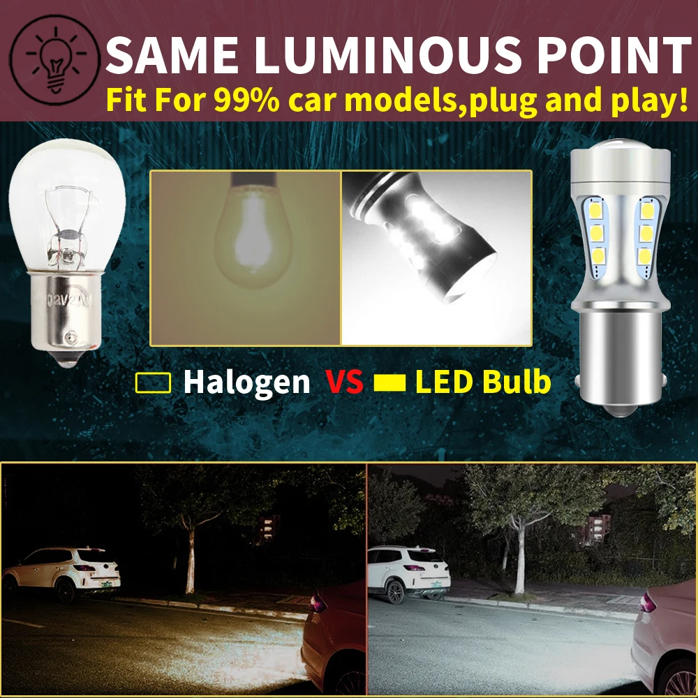 1156 LED  T20 W21/5W P21 P21W 1157 7443 921 7506 T25 ڵ T15 BA15S ڵ DRL SMD 6000k ȭƮ 12V  , 2 