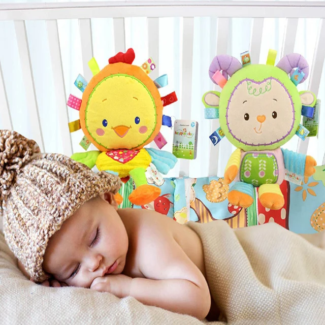 New Cartoon Animal Baby Doll Plush Rattle Toy 0-36 Months Soft Cloth Infant Toddler Newborn Early Educational Mobile Toys Gifts 2