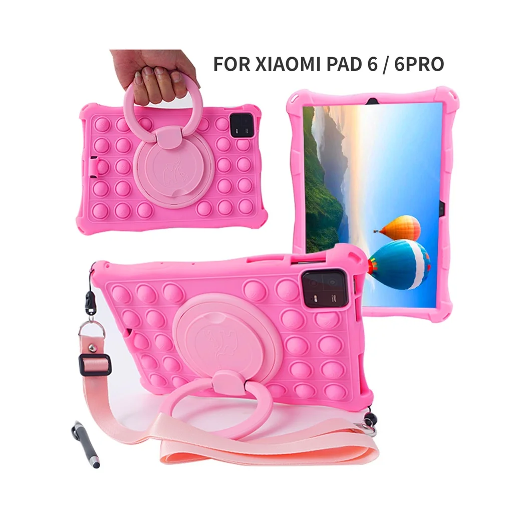 

Soft Bubble Case for Xiaomi Pad 6 mi Pad 6 Pro 11 Inch 2023 Tablet Handle Rotate KickStand Case Cover and Shoulder Strap