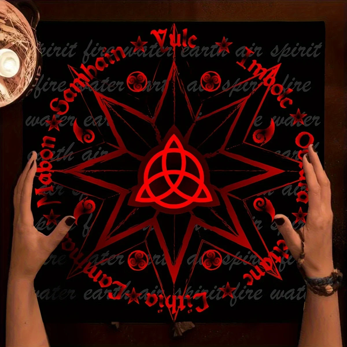 VIKAMA 타로 스타 어레이 매직 식탁보 펜토미노 골드 코인 패턴 운세 의식 형이상학적 모임 오컬트 공간