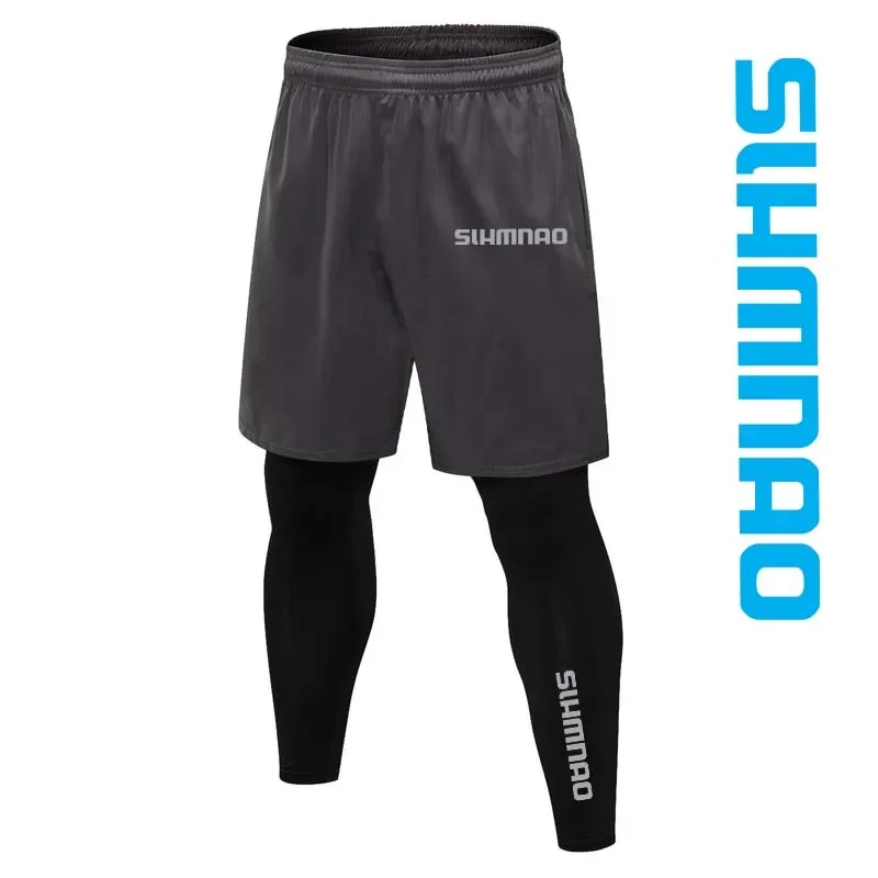 Men's tight fitting breathable two-piece fitness running casual stretch cycling sports pants comfortable quick drying fishing pa