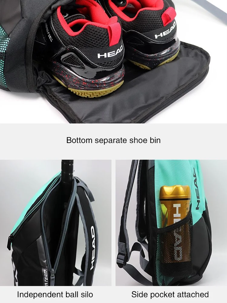 HEAD Tennis Backpack Outdoor Sport Bag Tennis Bag Badminton Gymbag Backpack Original Tennis Backpack With Separated Shoe Bag 4