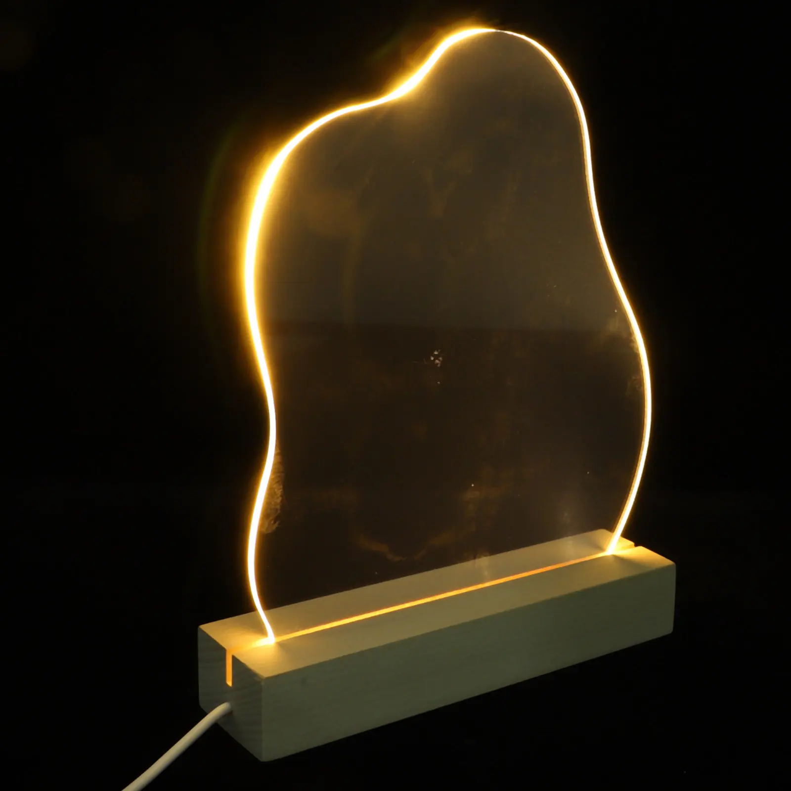 LED 아크릴 드라이 이레이저 보드, 따뜻한 야간 조명 기능, 물결무늬 표면, 침실/학습용 데스크탑 메모/메시지 보드