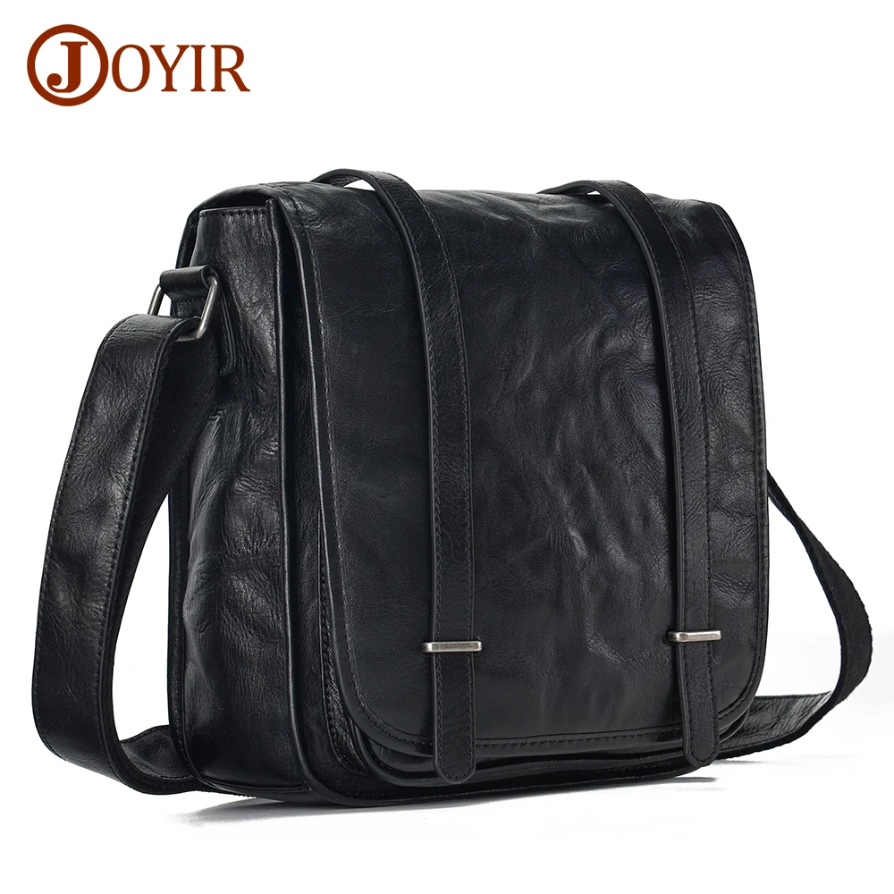 

JOYIR Men's Vintage Genuine Leather Messenger Bag for 9.7‘’ iPad Fashion Style Casual Crossbody Shoulder Bag Man
