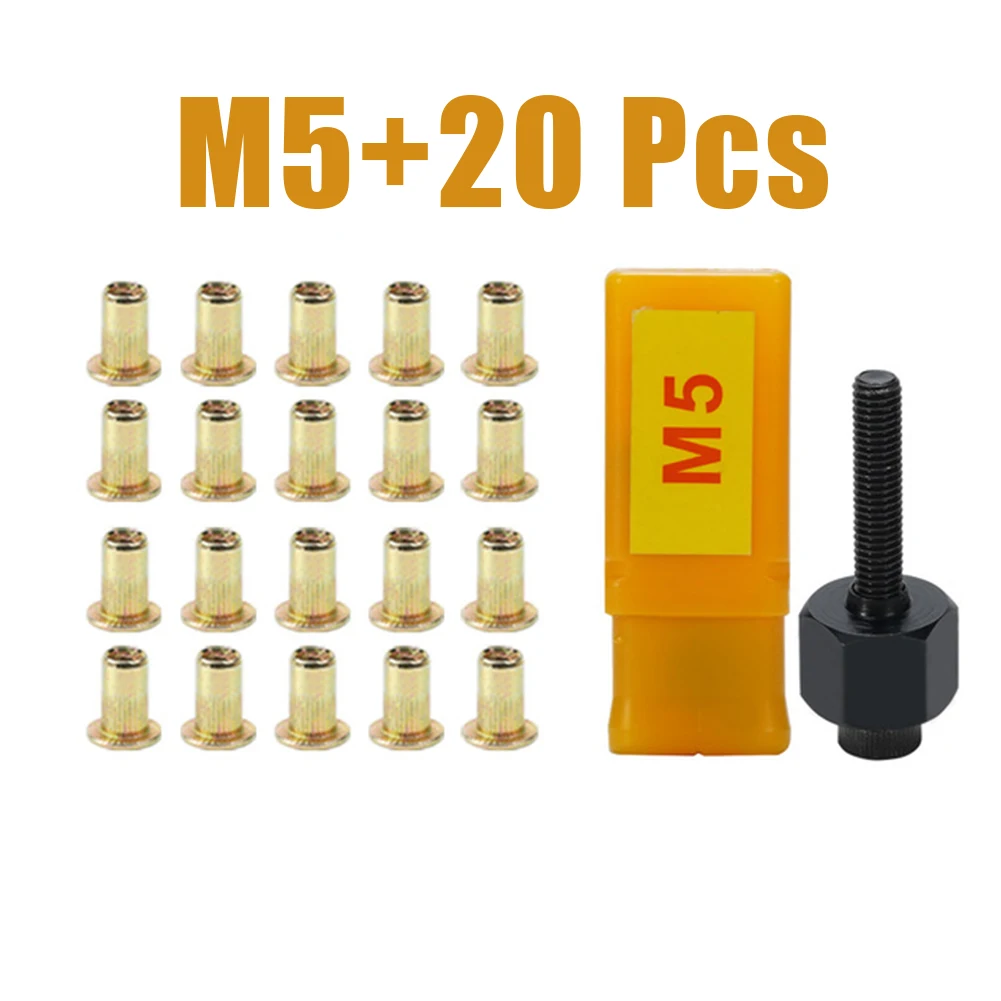 Description Picture 5 of item21 Pcs Hand Rivet Nut Gun Head Nuts Riveter Tool M3 M4-M5 M6 M8 M10 For Rivet Nut Gun Riveting Riveter Tool With Steel Nuts