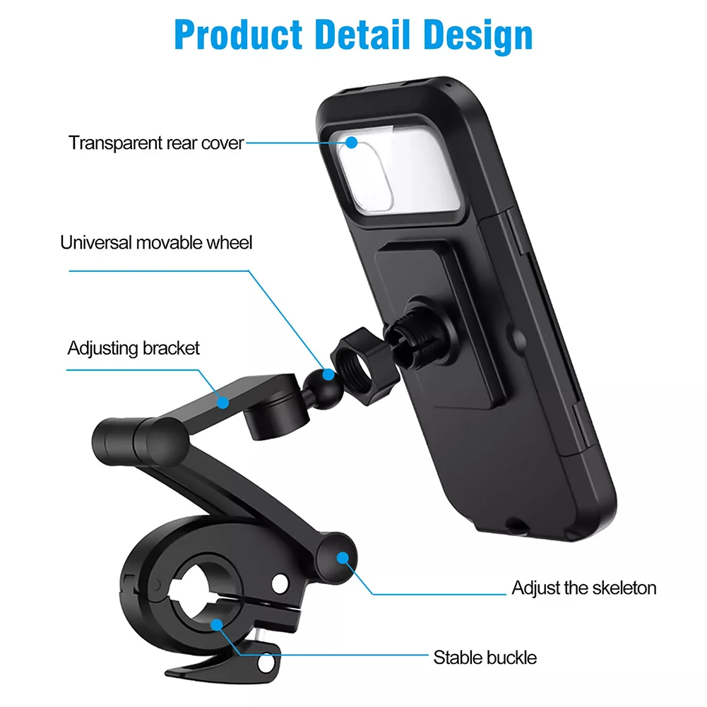 Waterproof Motorcycle Bike Mobile Phone Holder Support Universal Bicycle GPS 360&deg; Swivel Adjustable Motorcycle Cellphone Holder