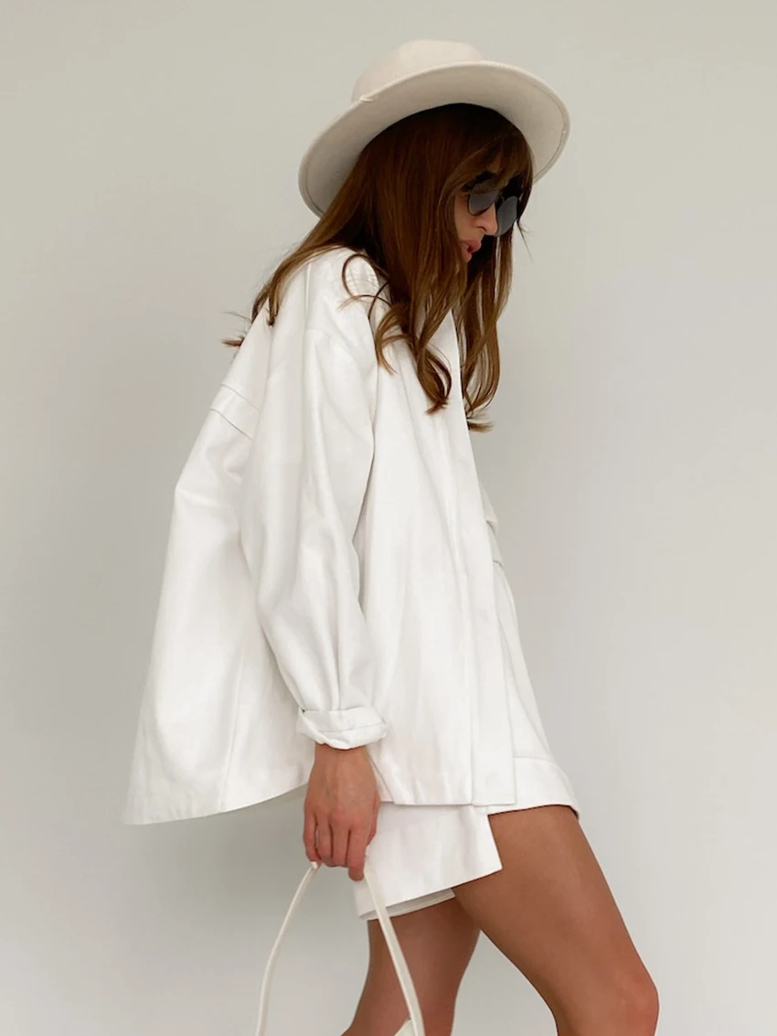 Marthaqiqi Cotton Loose Women'S Pajamas 2 Piece Suit O-Neck Sleepwear Long Sleeve Nightgowns Shorts Casual Ladies Nightwear Sets