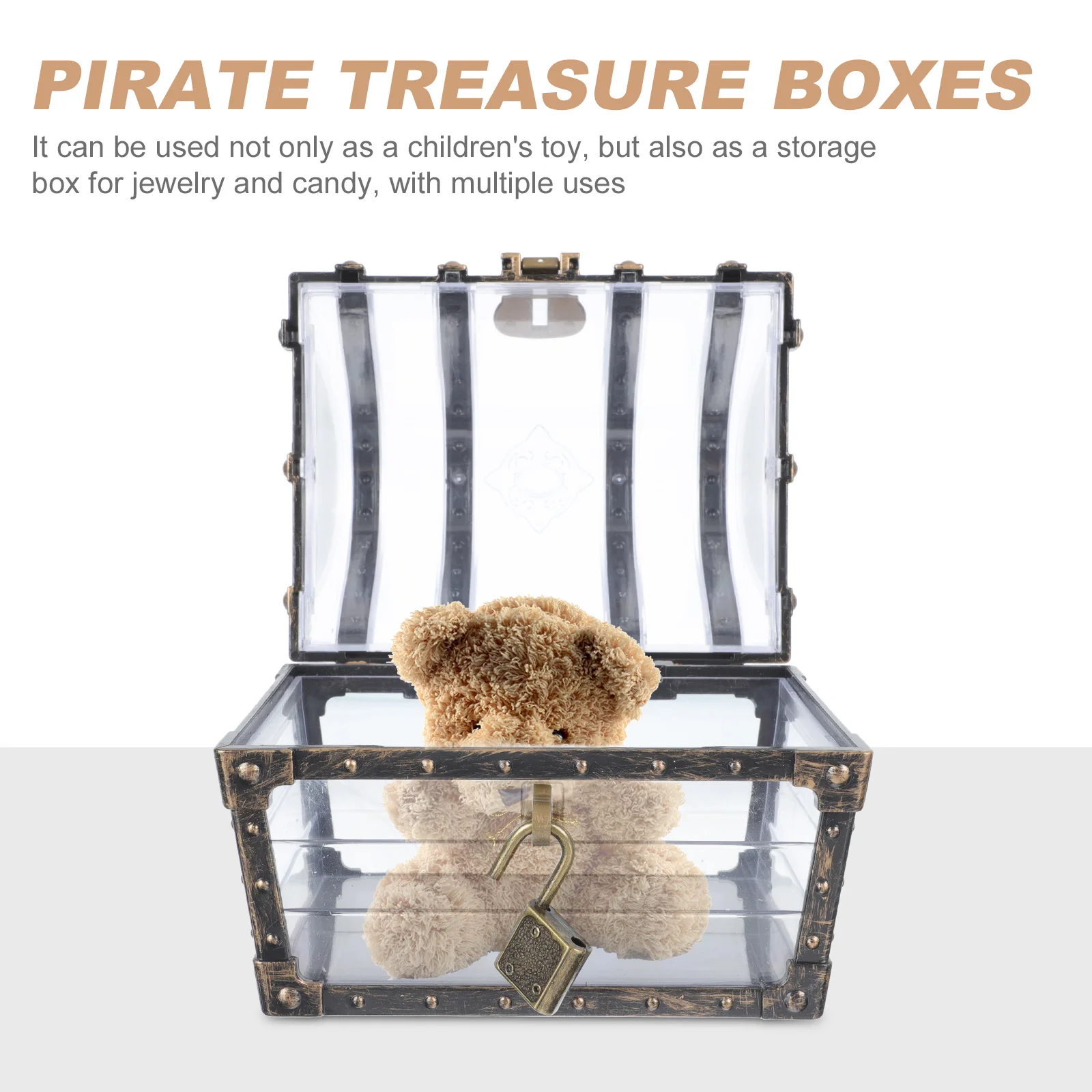 

Transparent Pirate Treasure Box with Lock and Key for Kids' Pirate Party